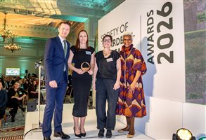 SGLD Awards 2026 Student Design - Small Domestic Gem winner Laura Bushnell with Rachel Bailey MSGLD representing elemental
