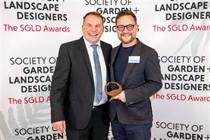 SGLD Awards 2026 New Designer Landscapes & Gardens winner Nicholas Morton with sponsor Hillier Nurseries