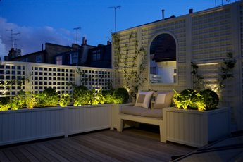 Bespoke trellis and planters for a rooftop garden for Jonathan Snow