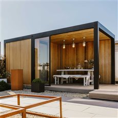 Maluwi timber and aluminium canopy, with fixed walls and roof