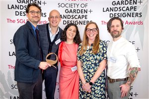 SGLD Awards 2026 Garden Jewel winner Adolfo Harrison MSGLD with sponsor Deepdale Trees