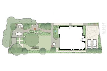 East Sussex Village front and rear swale garden design.