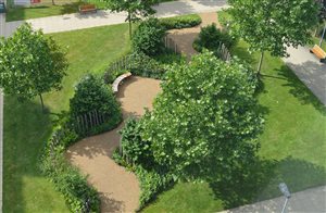 Bowles & Wyer; Principal Designer John Wyer FSGD - Addenbrookes Hospital NHS 70 Garden - Photo Richard Bloom