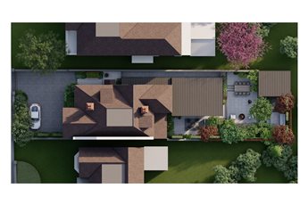 Brighton architect extended town house, plan view 3D CAD of front and rear garden.
