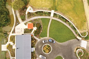 Aerial View of larger landscape completing 2025 (2 months after planting.)