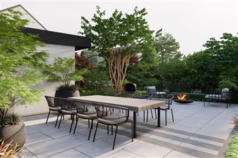 Brighton architect extended town house, 3D CAD, view of entertaining terrace.