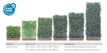  All varieties and height options of the Mobilane Ready-to-Use Hedges. It provides a comprehensive overview, highlighting the diverse range available for various landscaping needs.