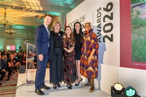 SGLD Awards 2026 Built Landscape Design winner Charlotte Rowe Garden Design, Principal Designer Tomoko Kawauchi MSGLD with sponsor Grad Decking System