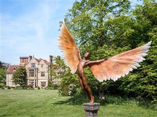 Icarus shown here at Borde Hill Gardens. 'Icarus I' is the sculpture that was originally commissioned for the London Olympics in 2012. The edition is small. He stands at approximately 3.4m tall.
