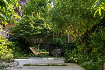 This small town garden had been built by a developer but our client was not happy so we made some major alternations including substituting artificial grass for soft gravel planting and introducing 6 gorgeous trees to provide eye level interest 