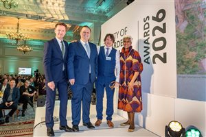 SGLD Awards 2026 Healing or Learning Landscapes & Gardens winner Nicholas Atherton MSGLD with sponsor MFL Insurance Group