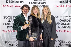 SGLD Awards 2026 International Residential Landscapes & Gardens winner Gonzalo Morillo Holguin MSGLD with sponsor Nth Degree Clerkenwell