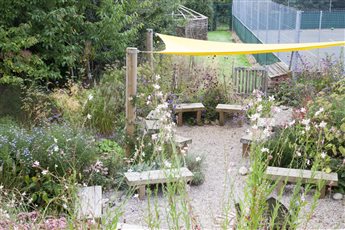 Sedlescombe Primary School Sensory Garden winner of the SGD 2021 Judges Award and 'Design for the Environment Award'. A drought tolerant, low maintenance, wildlife friendly gravel garden. Photo Credit: Abigail Rex