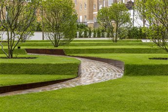 Corten Steel Edge at Regents Cresent Working with Bowles and Wyer