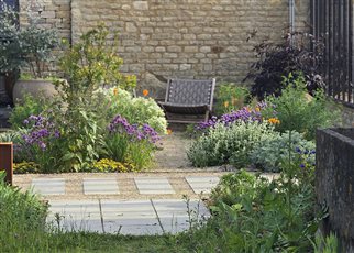 secluded seating in the gravel garden
