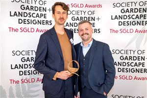 SGLD Awards 2026 Student Design – Public Realm winner Michael Kieck with sponsor Palmstead Nurseries