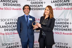 SGLD Awards 2026 Planting Design winner  Moss Studio, Principal Designer Barbara Samitier MSGLD with sponsor Modular