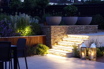 this Sevenoaks garden has been transformed following a refurbishment and extension to the rear of the property, we have combined materials that texturally contrast