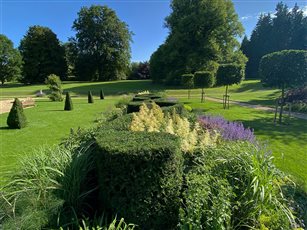 Tapestry border with central yew hedge 
