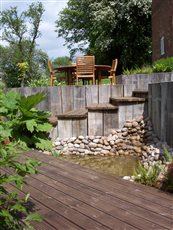 small water feature to steps