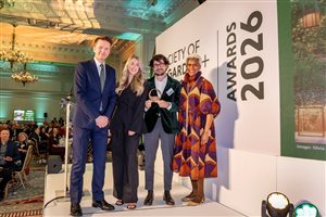 SGLD Awards 2026 International Residential Landscapes & Gardens winner Gonzalo Morillo Holguin MSGLD with sponsor Nth Degree Clerkenwell