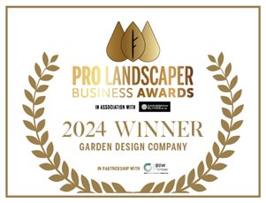 In 2024, we won the Pro Landscaper Business Award in the Garden Design Company category. This National Award scheme assesses a range of factors including financial stability, client satisfaction, training, supplier relationships and CSR.