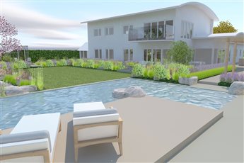 swimming pond contemporary  garden design, Barcombe, East Sussex