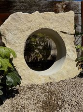 Large 600mm Window Stones core drilled to frame a view or make a statement in a garden,