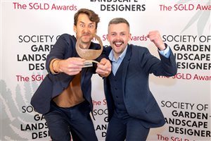 SGLD Awards 2026 Student Design – Public Realm winner Michael Kieck with sponsor Palmstead Nurseries