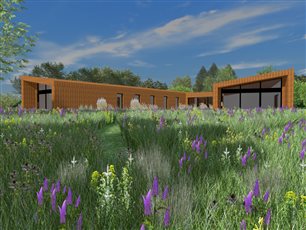 A wildlife friendly meadow garden for an ultra-modern cedar clad house near Rye in East Sussex. By the house is a drought tolerant courtyard gravel garden.