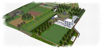 3D model Masterplan for the grounds of a Georgian Farmhouse in Berkshire, undergoing major refurbishment 