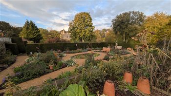 The newly planted Iris Garden at National Trust property Nunnington Hall, Yorkshire.