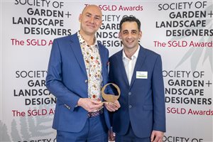 SGLD Awards 2026 Public Realm Landscapes & Gardens winner Rob Beswick with sponsor Civic Trees