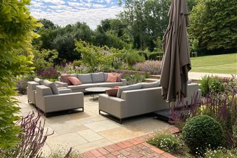 Garden design for country living, sitting terrace.